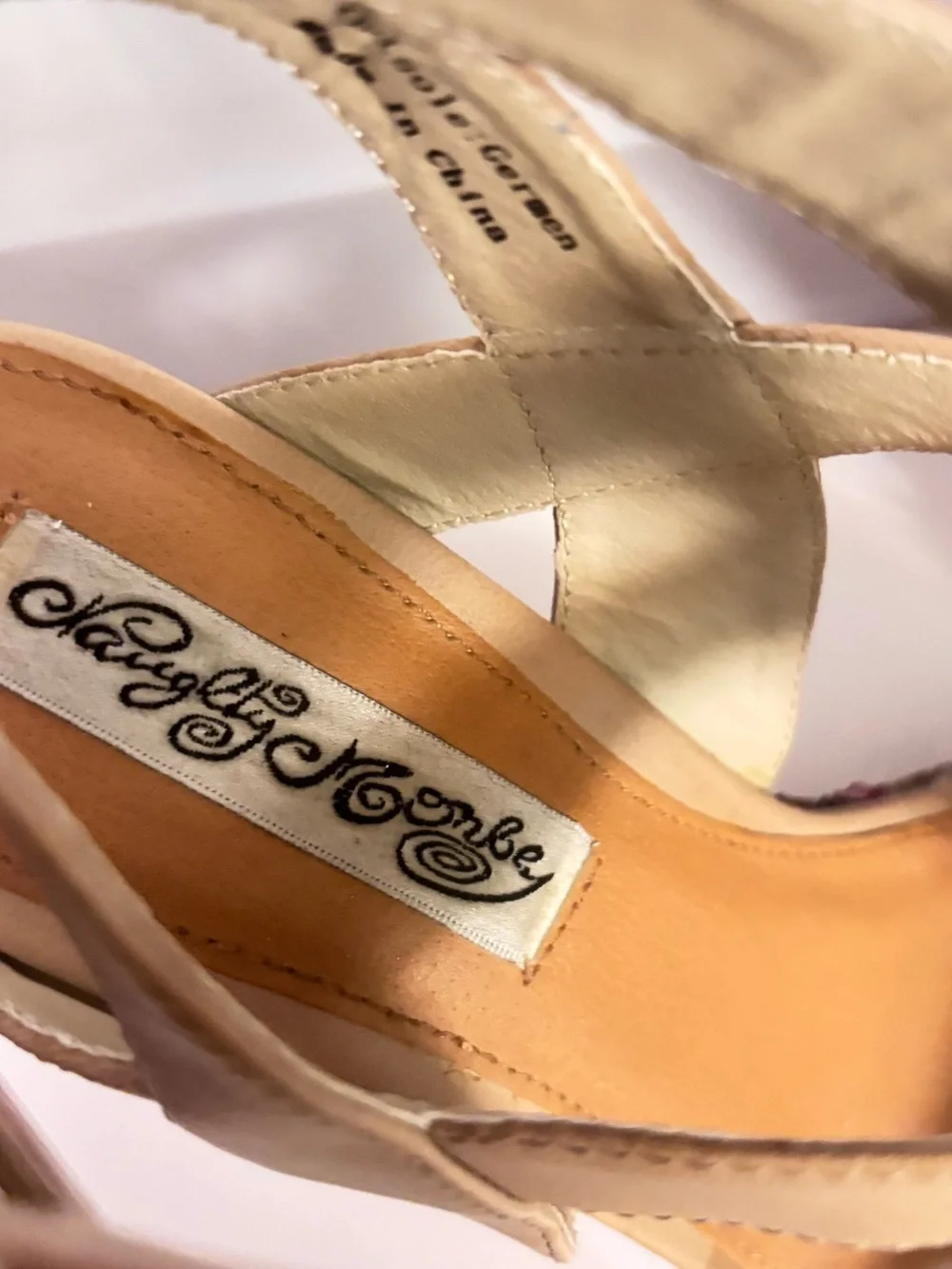 naughty monkey Nude T-Strap Wedge Sandals with Multicolor Sequin Platform